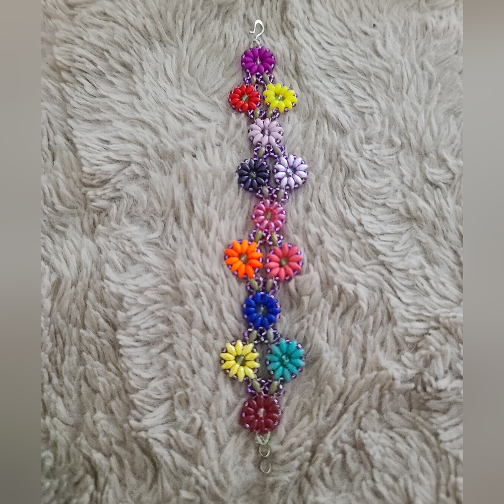 Hand Crafted Daisy Chain Colorful Flower Bracelet
